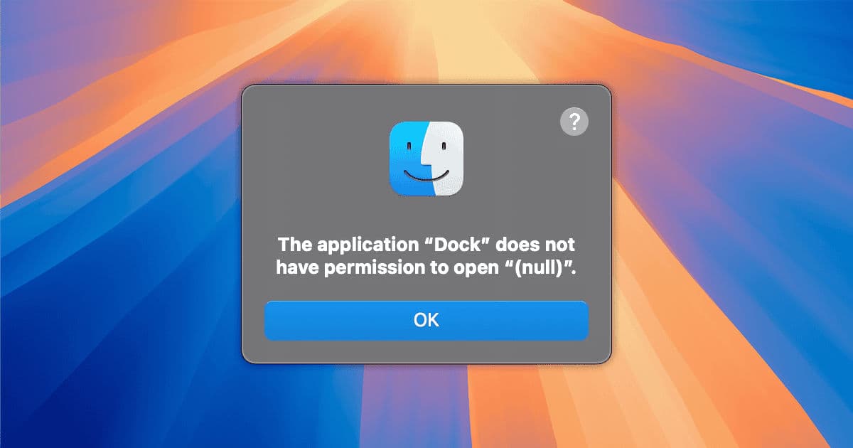 Fixing "Application 'Dock' Has No Permission" Error on macOS