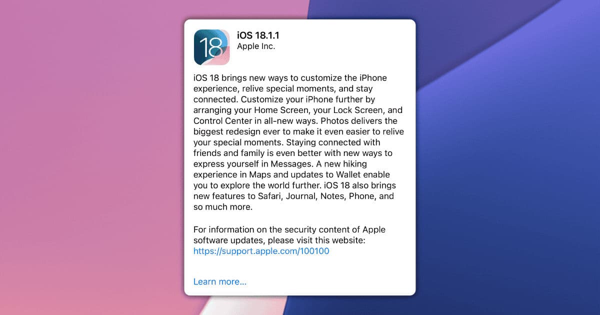 iOS 18.1.1: Essential Security Update for iPhones
